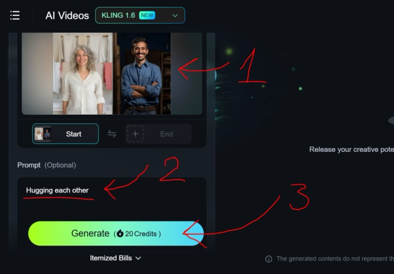 Come creare video di abbracci con IA gratuitamente: Tutorial (con immagini)